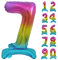 GoDan Beauty&Charm Riesige Luftballons Zahlen 0-9 zum Aufstellen auf dem Tisch 74 cm Folienballon Geburtstagsluftballons Zimmer und Raumdekoration beim Geburtstag Jubiläum (Zahl 7 Regenbogen)