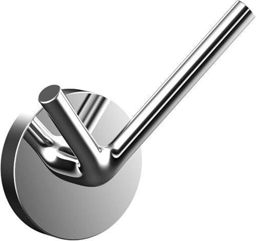 Emco Round Doppelhaken zur Wandmontage, pflegeleichter Aufhänger aus Aluminium für 2 Handtücher, eleganter Handtuchhaken zum Schrauben, chromfarben, Chrom