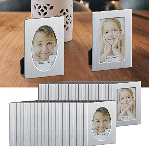 Cepewa Bilderrahmen DIY Mini 5x6,5 cm │ Bildgröße 3x5cm │Bildausschnitt 12 x oval / 36 x rechteckig (1 x 48er Set Bilderrahmen Mini)