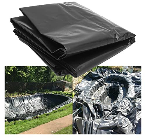 DYXJB Teichfolie 1mm Strapazierfähiges Undurchlässiges HDPE Zum Schutz Von Fischteichen Teich Steinfolie, Bachfontänen und Wassergärten (Color : Black, Size : 5x5m)