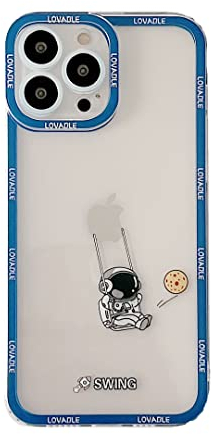 Yonds Queen for iPhone 12 Pro Max Clear Case, Cute Cool Cartoon Swing Astronaut Planet Moon Design Stylish Soft TPU Bumper Shockproof Anti-Slip Protector Case (iPhone 12 Pro Max, Clear Swing)