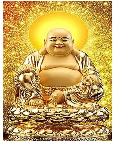 Diamond Painting Set Quadratische Steine Buddha Mit Großer Bauch 40x50cm Maitreya Glücklicher Buddha Diamant Painting Bilder 5D DIY Square Art Diamant Malerei Erwachsene Diamant Stickerei Bilder