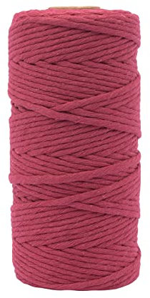 Vaessen Creative Makramee Garn Bordeaux, 3mm x 100 m, 100% Baumwolle, in Verschiedenen Farben Verfügbar, DIY, Basteln von Dekoration Wie Blumenampel, Wandbehang, Windlicht, Traumfänger