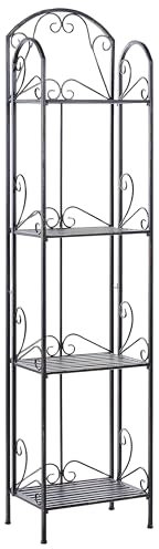 Beliani Retro Bad Standregal Metall Antik Optik schwarz mit 4 Ablagen klappbar Valdivia