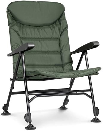 Dellonda Portable Fishing/Camping Chair, Reclining, Adjustable Height, Water Resistant, Rotating Feet for Multiple Terrain, Foldable - DL74