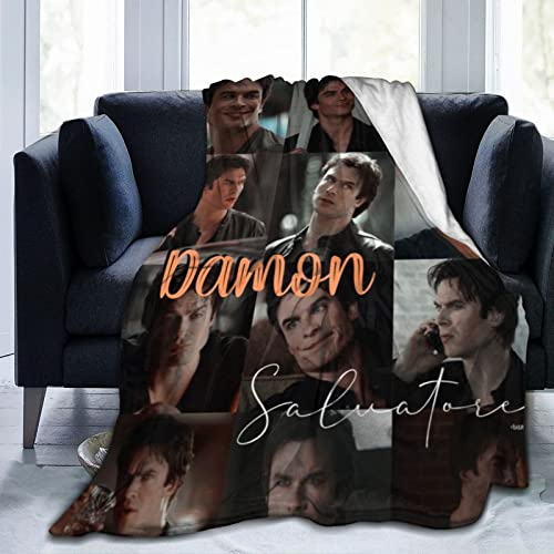 Gemütliche Damon Thow-Decke aus Plüsch, Salvatore, Flanelldecke, Bettwäsche, warmes Fleece, weiche Decke für Sofa, Couch, Wohnzimmer, Büro, Auto, Camp, Stranddecken, 127 x 102 cm