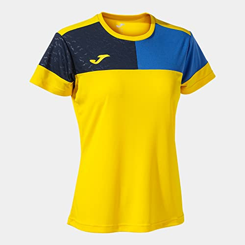 Joma Kurzarmshirt Frau Crew V gelb königsblau Marineblau