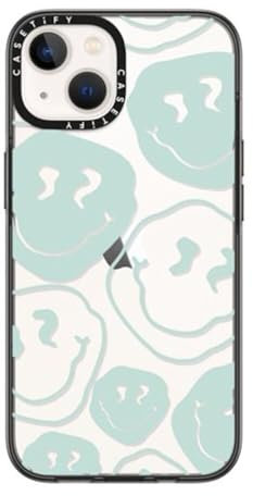 CASETiFY Compact iPhone 14 Case [2X Military Grade Drop Tested / 4ft Drop Protection] - Aqua Smile Transparent - Clear Black