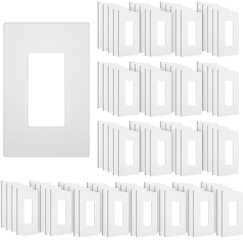 TAKETEK Placa de pared decorativa sin tornillos, cubierta de salida segura para niños, policarbonato termoplástico irrompible, tamaño estándar, brillante, blanco, paquete de 100