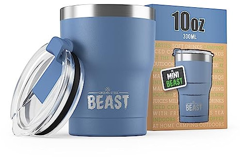 BEAST Mug Isotherme Cafe - 300ml I Ciel orageux I Acier Inoxydable I Réutilisable, Tasses Isothermes I 2 Pailles et Brosse Nettoyage I Thermos Cafés de Voyage Double Paroi I Café Chaud ou Glacé