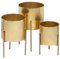 BigBuy Garden Lot de 3 Pots de Fleurs en métal doré 23 x 23 x 40 cm