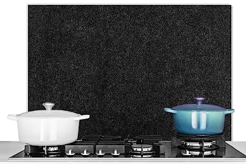 KitchenYeah© Paraschizzi Paraspruzzi per Cucina Lamiera Alluminio 80x55 cm Alzatina Top Decorazioni Cucine Granito - Nero - Struttura in Granito - Scuro