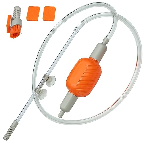 AQUA KT Aquarium-Kies-Staubsauger-Werkzeuge mit Bürsten-Pad für Aquarium-Wasserwechsler, Schmutz entfernen, Sand waschen, Wasserdusche