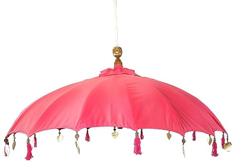 Oriental Galerie Bali Sonnenschirm Hängend Balinesischer Schirm Garten Baumwolle Baldachin zum aufhängen ca. 180 Ø cm Pink