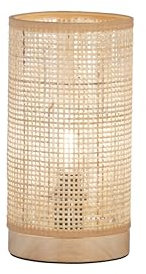 Fischer & Honsel Tischleuchte, Nature | Holz natur| Lampenschirm Rebestrick natur| H: 25,00 cm, D: 13,00 cm| mit Schnurschalter schaltbar| 1x E14 max. 25 Watt ohne Leuchtmittel | 50737