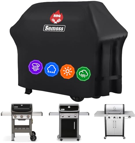 Semoss Funda Barbacoa Exterior,Cubierta Protectora Barbacoa Impermeable,Funda BBQ für Weber Spirit E310,E315,E330,Spirit II E310,Resistente al Agua Viento Lluvia Nieve UV Polvo,132L x 66W x 109 H cm