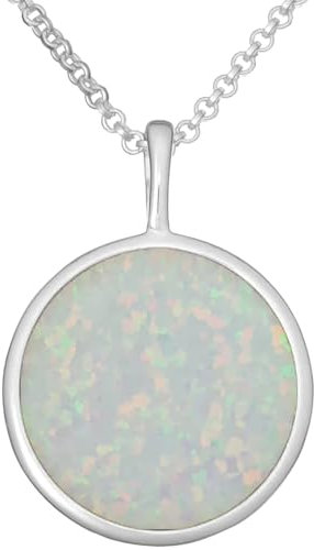 miyou Silber Damen Halskette mit Anhängerm - Celebrity Halskette mit weißem Opal aus Silber 925 - Zartes Kettchen - Modischer Edelstein - Damen Schmuck - Silber - Elegant - Zum Set