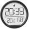 Sharplace 3 in 1 Digitaler Wecker, runde Wanduhr mit Thermometer, kein Ticken, 12/24 Stunden, vielseitige batteriebetriebene Uhr Desktop Thermometer tragbar Für Haus Küche Büro, Schwarz