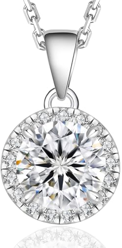 KRKC&CO Moissanite Anhänger Kette Silber 925, 1,0 Karat Moissanit Diamant Halskette Damen, Länge verstellbar 45+5cm, Geschenk für Freundin Mama