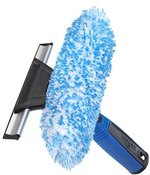 Unger Professional 2-in-1 Squeegee & Scrubber - 6” Window Cleaning Tool – Cleaning Supplies, Squeegee for Window Cleaning, Commercial & Residential Use, Reusable Microfiber Sleeve