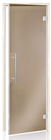 Amilano Saunatür BENELUX Magnet Hochwertige Glastür 8mm inkl. Zarge Vollholz Leicht Einstellbar DIN Links Rechts (70x190, Espe/Bronze)