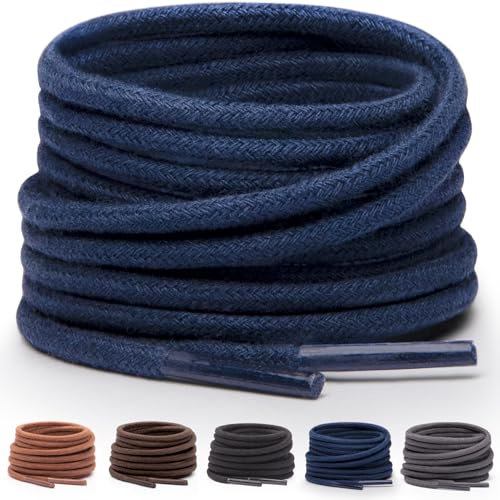 Miscly Cordones para Zapatos de Vestir - Disponibles en Múltiples Longitudes y Colores (Azul Marino, 137 cm)