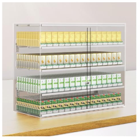 WIGING Automatischer Zigarettenschieber Zigaretten- Ausstellungshalter, Wandmontage Supermärkte Zigaretten- Ausstellungsständer Mit Schloss Für Marktladen Laden Einzelhandel Bars(86x27x61.5cm)