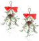 GEEHUA Mistelzweig Weihnachtsbaum Dekor, künstlicher Mistelzweig zum Aufhängen Ornament mit Schleife Weihnachts Mistelzweig zum Aufhängen glitzernder Weihnachtsbaum Zubehör Mistelzweig