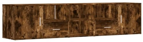 vidaXL Eckregal, Eckschrank 2 Montagemöglichkeiten, Schrank mit Stauraum, Aufbewahrungsschrank Vitrine für Wohnzimmer, Räuchereiche Holzwerkstoff
