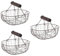 Amosfun 3pcs Storage Basket Grey Fruit Rack Wrought Iron Wood Vegetable Holder Kitchen Storage Organizer Fruit Bowl