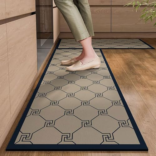 Hixingo Tapis Cuisine Antidérapant, Absorbant Diatomite Tapis de Cuisine, Tapis Cuisine Devant Evier, Lavable Tapis de Bain Tapis Vaisselle Tapis Douche, Couleur Rétro (Bleu Kaki,80x160cm)