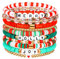 TOFBS Festive Armband Damen Weihnachten Schmuck Bunte Perlen Armband für Frauen Freundschaftsarmbänder Perfekt für Festival Outfit Damen