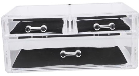 CAXUSD Acrylic Makeup Organizer Drawer Three Drawers Stackable Cosmetic Storage Box for Desktop and Vanity Counter Makeup Storage for Skincare and Lotion