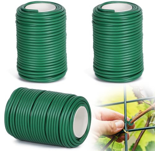 efuturetime 3 x Filo per Legare Piante 20m x 3.5mm Flessibili Filo Verde Giardinaggio per la Formazione e Il Sostegno delle Piante