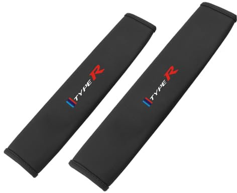 Generisch 2 Stück Auto Gurtpolster für Honda Type R, Karbonfaser Abnehmbarer Sitzgurt Schulterpolster Auto Änderung Interieur Zubehör,Black-27 * 16.7cm