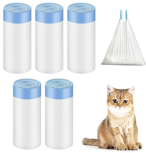 75 Stück Katzenklo Beutel, Biologisch Abbaubreie Mülltüten für Katzentoiletten,Mülltüten mit Tragegriff Selbstreinigende Katzentoilette Müllbeutel Katzentoilettenbeutel mit Zugbänder