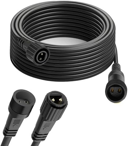 10M Extension Cable, 2 Pin LED Connector IP65 Waterproof Extension Lead Cord for G40 Globe Lights, Outdoor Festoon Lights, Icicle Fairy Lights, Net Lights, String Lights