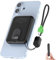 JYTIGV Small Magnetic Power Bank,5000mAh Mag-safe Battery Pack with 20W Fast Charging Detachable USB C&iOS cable,with LED Display,Slim Wireless Portable Charger for iPhone16/15/14/13/12 Series (Black)