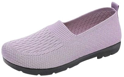 Mocasines sin cordones para mujer, suela suave, transpirables, zapatos de vestir para ballet, enfermera, caminar, trabajo, casual, cómodos mocasines, Purple, 40 EU