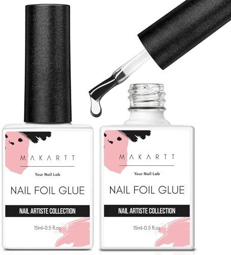Makartt Nail Foil Glue Gel for Foil Stickers - Nail Transfer Tips for Nails Art Strong Adhesion Foil Transfer Gel Soak Off Foil Kit Nail Glue Manicure Salon DIY UV Lamp Required 2pcs x15ML