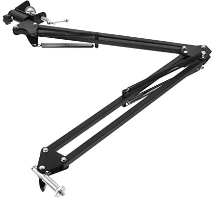 Adjustable Webcam Stand Clamp Mount Boom Arm with Scissor Design for Video Recording Live Streaming and Online Lessons Stable Dual Thickened Suspension Springs for High