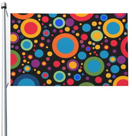 Fahnen Orange Blau Rot Tupfen Satte Farben Fahne Dekoration Banner Für Party Draußen Festival 3X5Ft