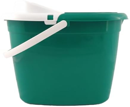 12L Green Durable Colour-Coded Mop Bucket with Removable Squeegee – Sturdy Polypropylene Cleaning with Anti-Slip Gripper Handle & Pouring Spout – Ideal for Hygienic Home, Kitchen & Industrial Use