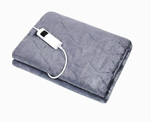 HomeTronix Luxurious Electric Heated Throw Double Blanket – Grey Fleece, 200 x 150cm, Soft & Plush, Washable, 6 Heat Settings, LED Controller, Auto Shut-Off, Energy Efficient, Sofa & Bed Blanket