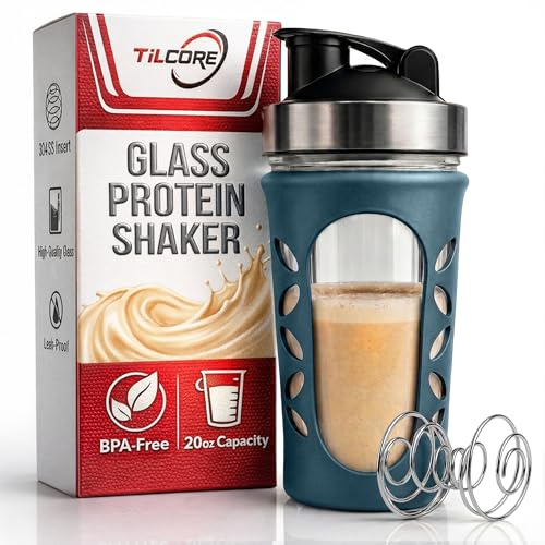 Tilcore Protein Shaker 635ml/20oz: BPA-freier Eiweiß Shaker, Langlebiger Proteinshaker, Leicht zu reinigender Eiweiss Shake Cup, Vielseitiger Eiweiss Shaker-Proteinshake und Smoothie - Dunkelblau