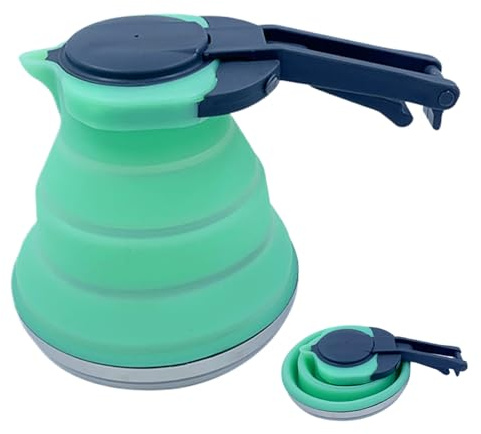 Lawnrden Bouilloire à thé Pliable de Voyage, Bouilloire Pliable en Silicone de 51 oz avec poignée, cafetière Camping, bouilloires Camping Portables pour l'eau bouillante pour la randonnée, Les v