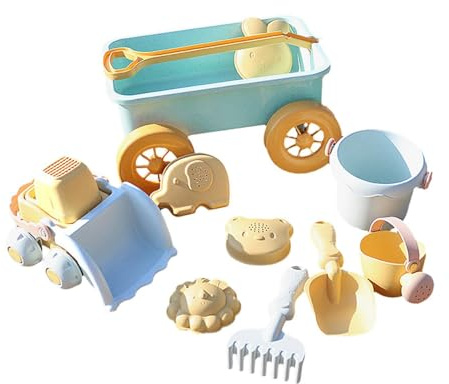 drburpily Reise Sandspielzeug Set mit Strandwerkzeugen, Bollerwagen, Kipplaster und Gießkanne für kleine Baumeister.