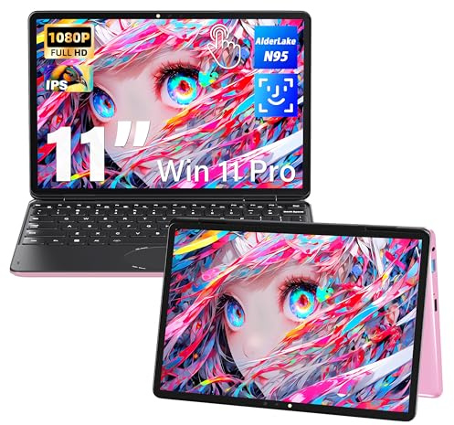 SVIKOU 11 Touchscreen 2-in-1 Convertible Pink Laptop for Business&Students, Celeron N100 CPU,16G DDR4 RAM,256G SSD,FHD 1920*1200 IPS,Win 11 Pro PC,Backlit keyboard, WiFi, Type-C,HDMI, Oval Trackpad