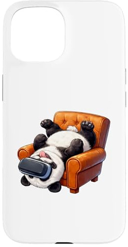 Funny Panda Wearing VR Headset Case for iPhone 15