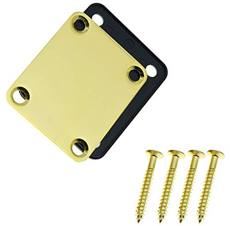 1 Set Metal 4 Hole Guitar Neck Plate Neckplate for Fender Strat Stratocaster Tele Telecaster Guitar/Bass (Gold)